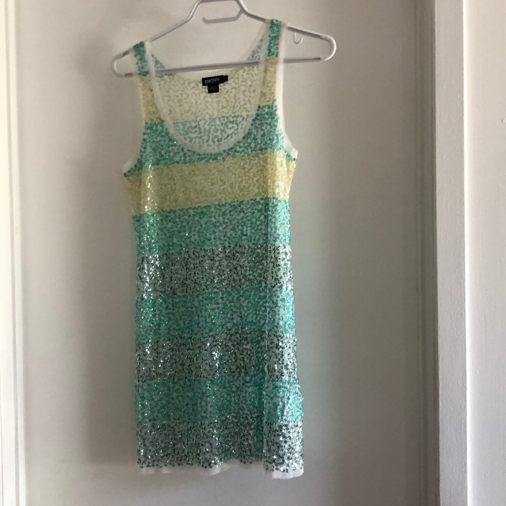 DKNY sheer sequin mini dress